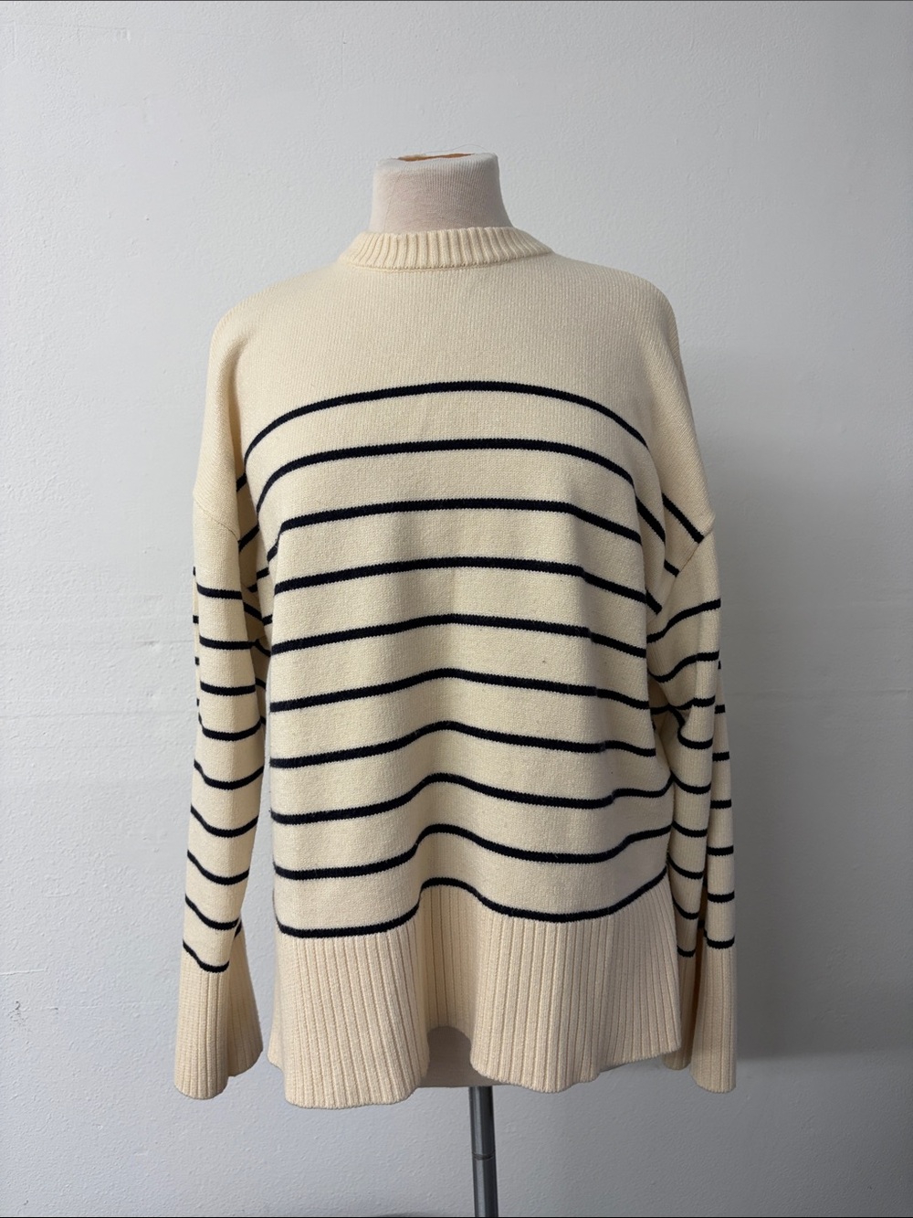 H&M Cream & Black Striped Knit Sweater